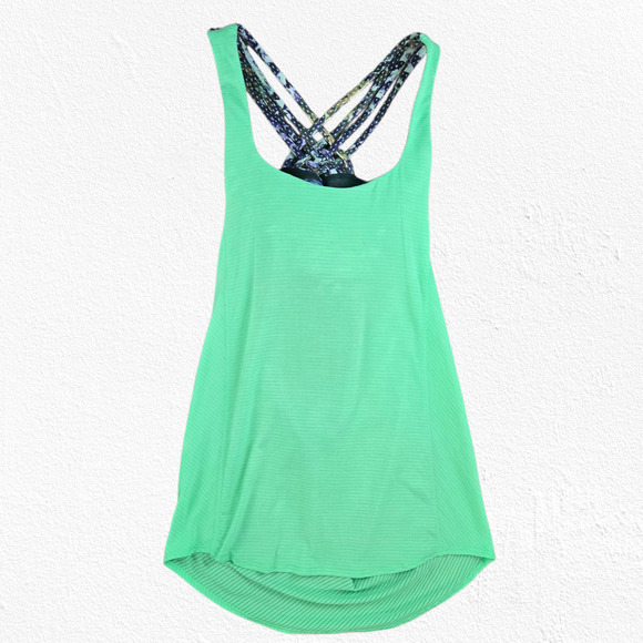 Lululemon Lime Green Wild Tank Green Strappy Open Back Active Tank Top Size 4 - Picture 1 of 7